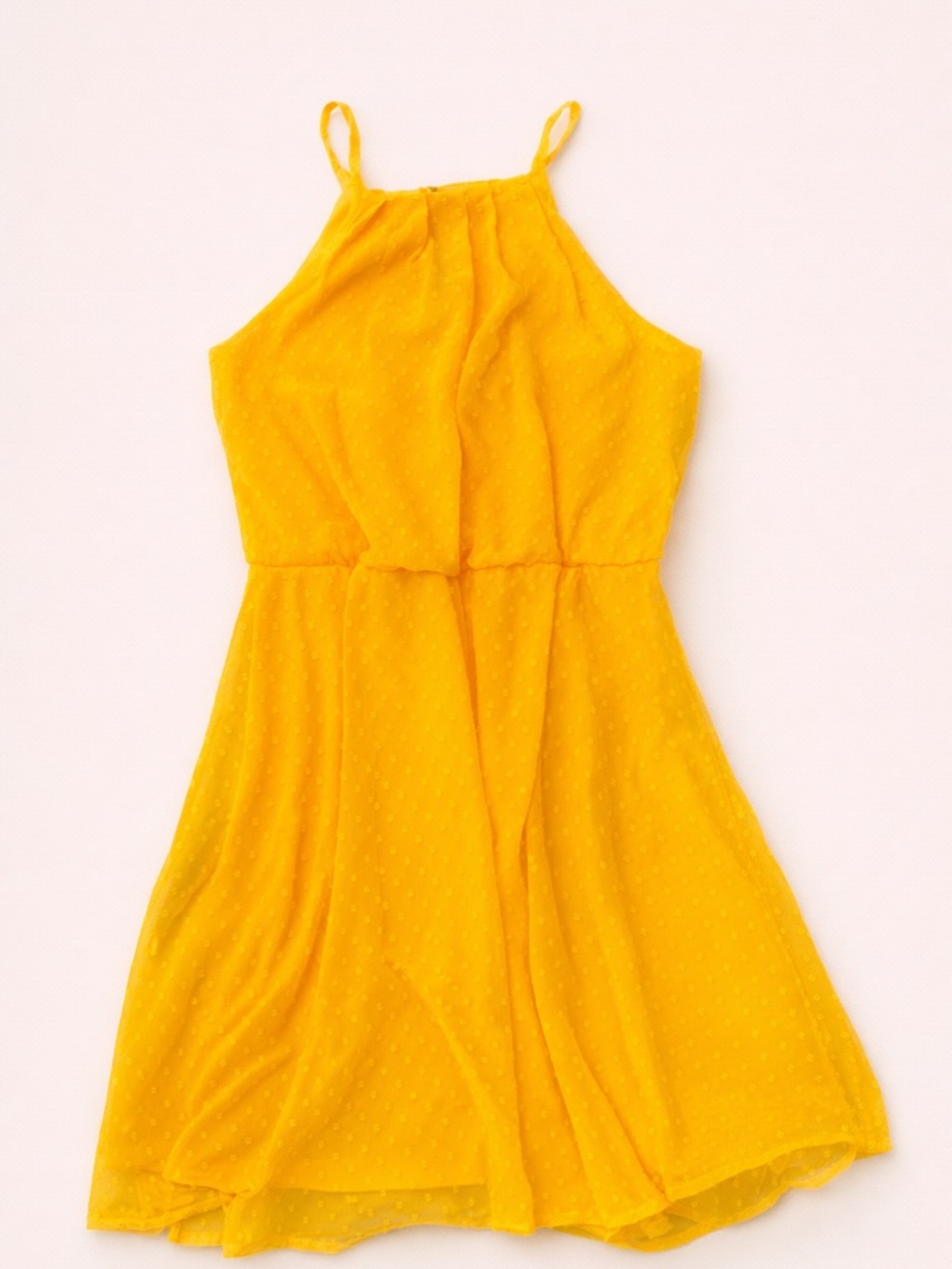 Suzy Shier Buttercup Yellow Halter-Style Flowy Sundress for Women / Summer dress